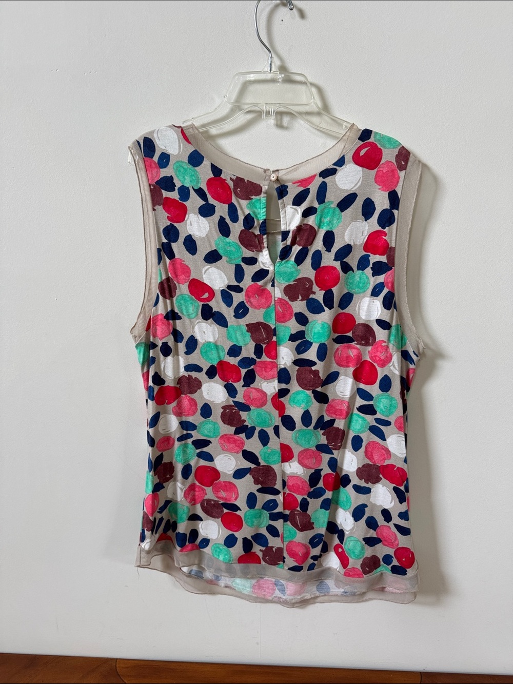 Anthropology Sleeve Multicolor Dot Print Sleeveless Top